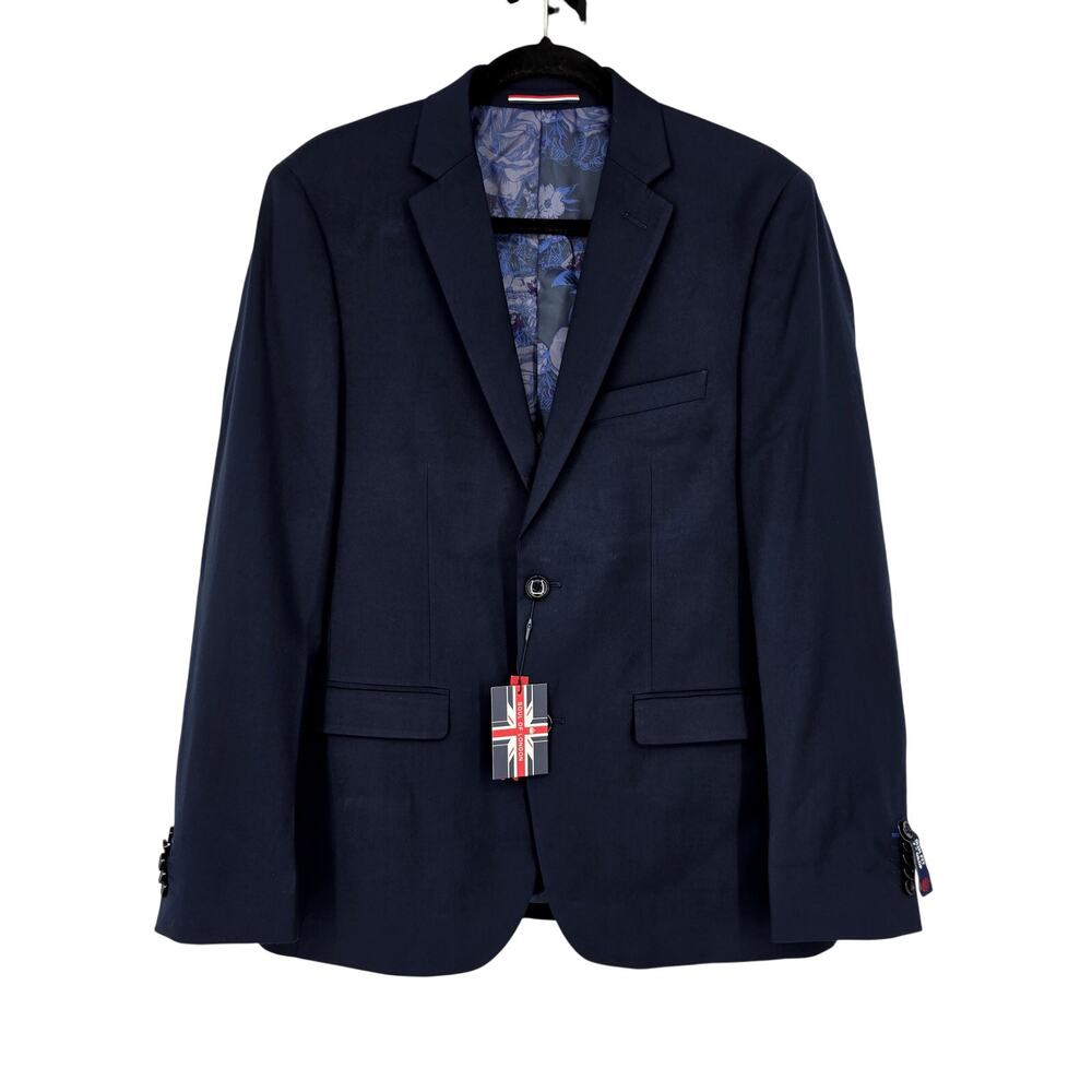 NWT Soul Of London Navy Essential Slim Fit Single Breasted Blazer Jacket Size 42
